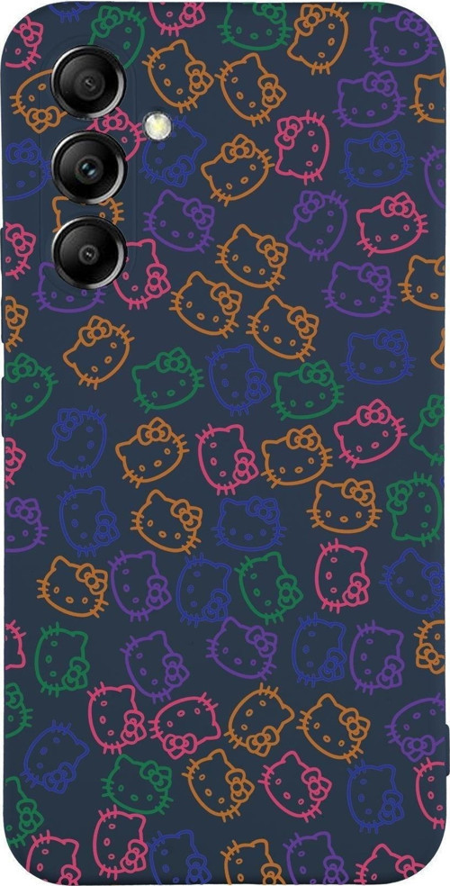 Samsung Galaxy A54 Uyumlu Lansman Kılıf Hello Kitty Tasarımlı Içi Kadife Kapak-Lacivert