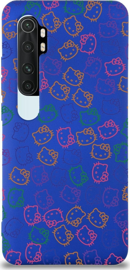 Xiaomi Mi Note 10 Lite Uyumlu Lansman Kılıf Hello Kitty Tasarımlı Içi Kadife Kapak-Lacivert