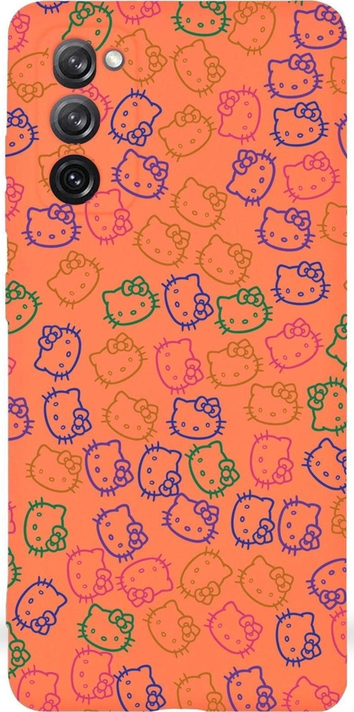 Samsung Galaxy S20 Fe Uyumlu Lansman Kılıf Hello Kitty Tasarımlı Içi Kadife Kapak-Turuncu