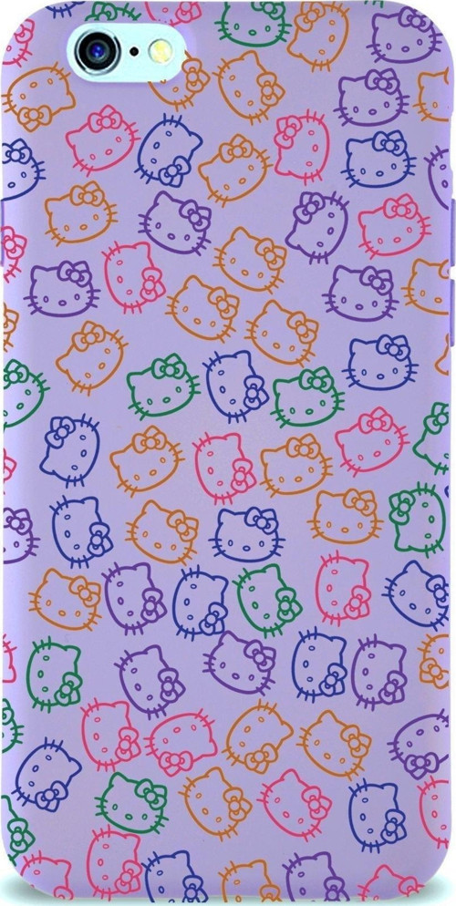 Apple Iphone 6 Uyumlu Lansman Kılıf Hello Kitty Tasarımlı Içi Kadife Kapak-Lila