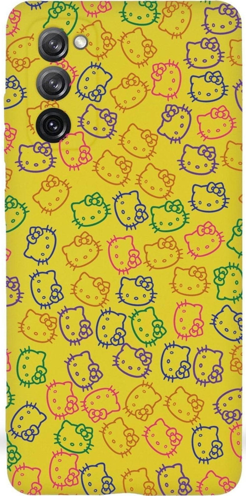 Samsung Galaxy S20 Fe Uyumlu Lansman Kılıf Hello Kitty Tasarımlı Içi Kadife Kapak-Sarı