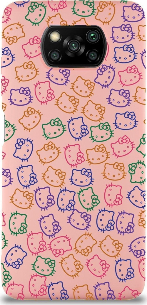 Xiaomi Poco X3 Uyumlu Lansman Kılıf Hello Kitty Tasarımlı Içi Kadife Kapak-Pembe
