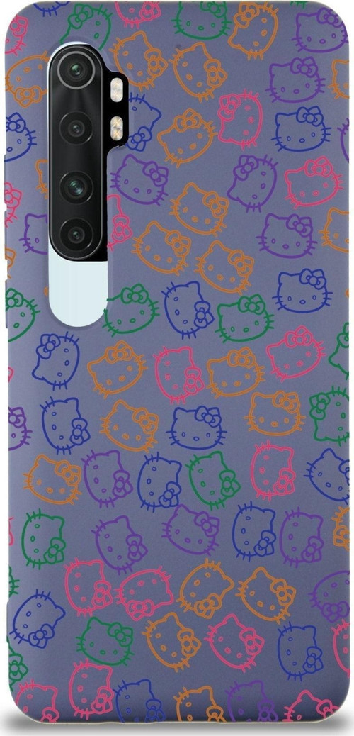Xiaomi Mi Note 10 Lite Uyumlu Lansman Kılıf Hello Kitty Tasarımlı Içi Kadife Kapak-Petrol Mavisi