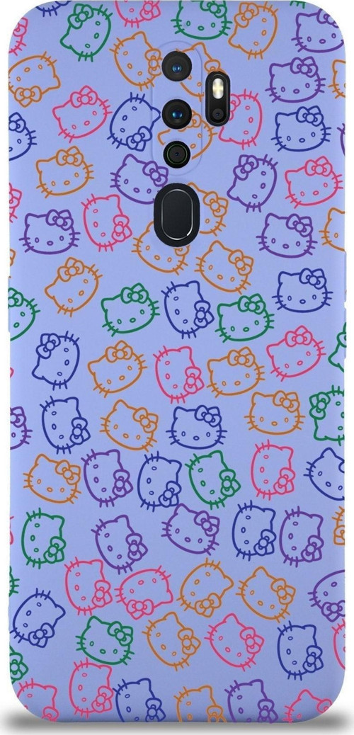Oppo A9 2020 Uyumlu Lansman Kılıf Hello Kitty Tasarımlı Içi Kadife Kapak-Lila