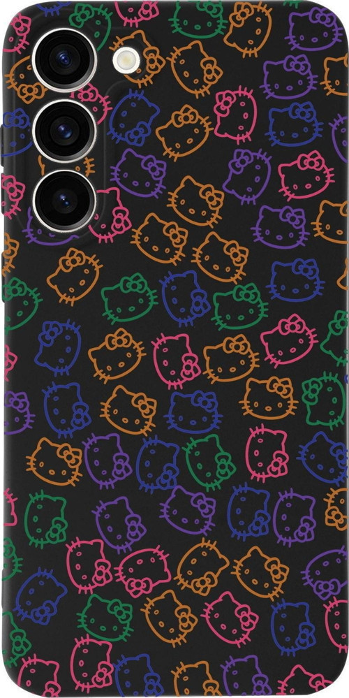 Samsung Galaxy S23 Uyumlu Lansman Kılıf Hello Kitty Tasarımlı Içi Kadife Kapak-Siyah