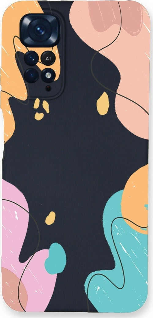 Xiaomi Redmi Note 11 Pro Uyumlu Lansman Kılıf Karışık Renkler Tasarımlı Içi Kadife Kapak-Koyu Mavi