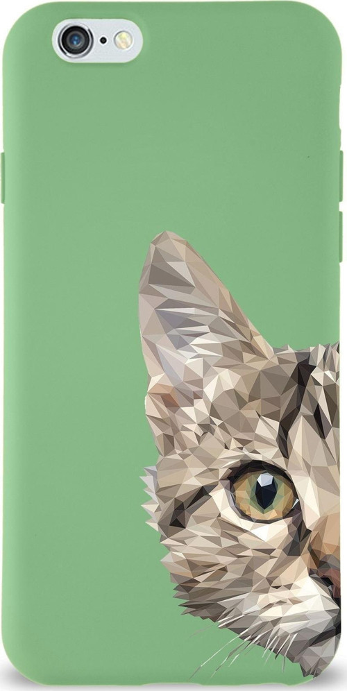 Apple Iphone 6 Plus Uyumlu Lansman Kılıf Catface Tasarımlı Içi Kadife Kapak-Yeşil