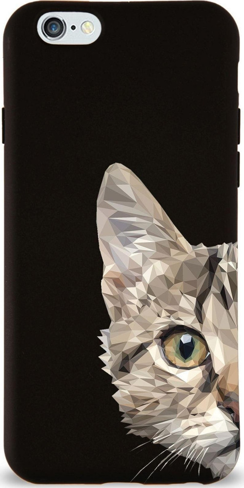 Apple Iphone 6 Plus Uyumlu Lansman Kılıf Catface Tasarımlı Içi Kadife Kapak-Siyah