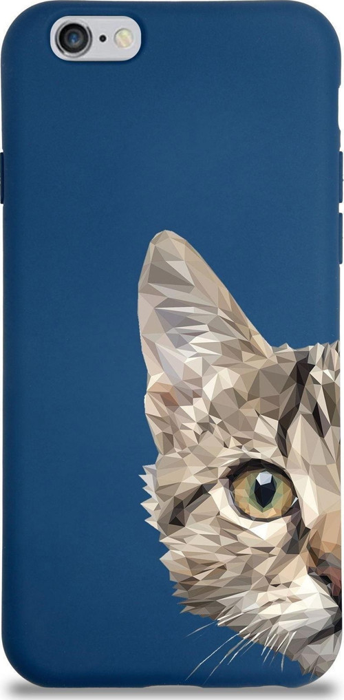 Apple Iphone 6 Plus Uyumlu Lansman Kılıf Catface Tasarımlı Içi Kadife Kapak-Lacivert