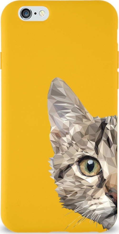 Apple Iphone 6 Plus Uyumlu Lansman Kılıf Catface Tasarımlı Içi Kadife Kapak-Sarı