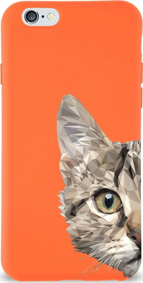 Apple Iphone 6 Plus Uyumlu Lansman Kılıf Catface Tasarımlı Içi Kadife Kapak-Turuncu