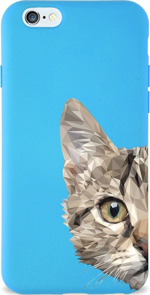 Apple Iphone 6 Plus Uyumlu Lansman Kılıf Catface Tasarımlı Içi Kadife Kapak-Mavi