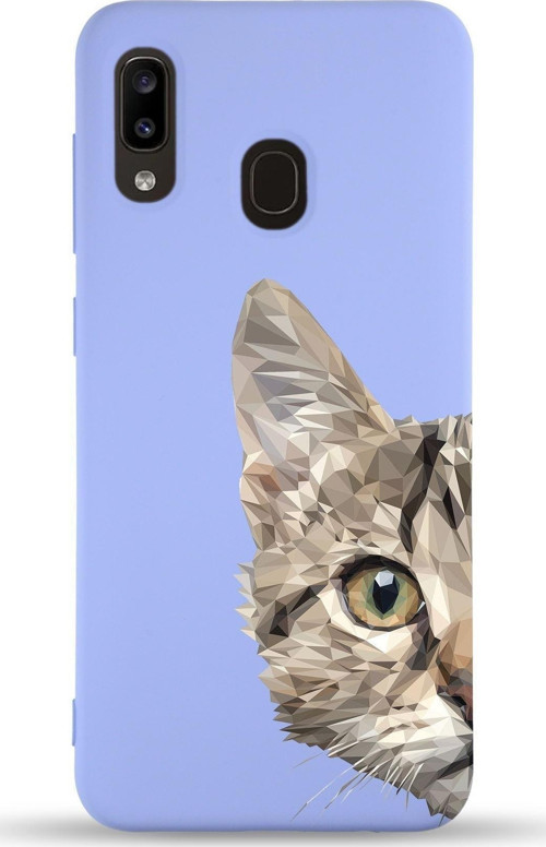 Samsung Galaxy A30 Uyumlu Lansman Kılıf Catface Tasarımlı Içi Kadife Kapak-Lila