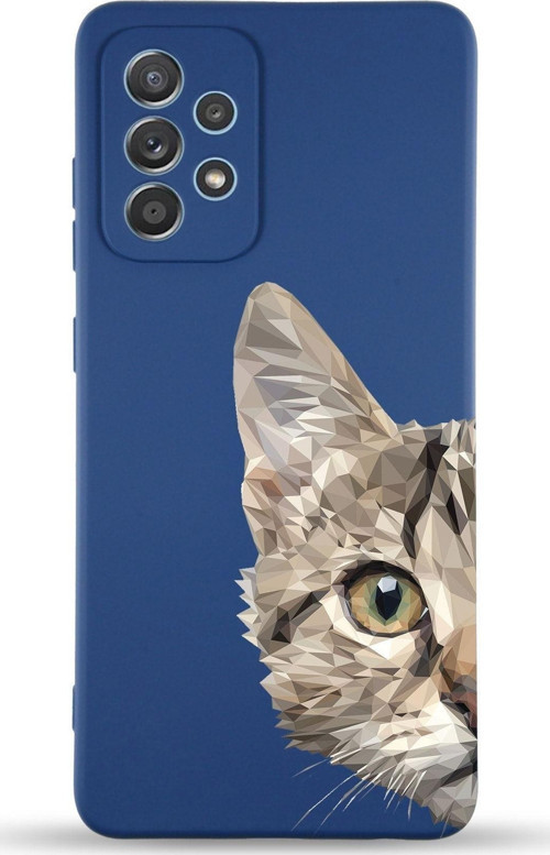 Samsung Galaxy A73 Uyumlu Lansman Kılıf Catface Tasarımlı Içi Kadife Kapak-Lacivert
