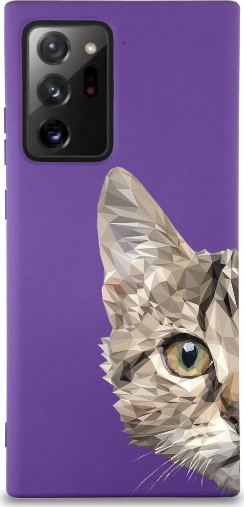 Samsung Galaxy Note 20 Plus Uyumlu Lansman Kılıf Catface Tasarımlı Içi Kadife Kapak-Mor