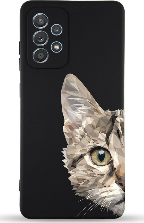 Samsung Galaxy A23 Uyumlu Lansman Kılıf Catface Tasarımlı Içi Kadife Kapak-Siyah