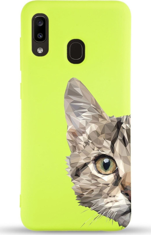 Samsung Galaxy A30 Uyumlu Lansman Kılıf Catface Tasarımlı Içi Kadife Kapak-Sarı