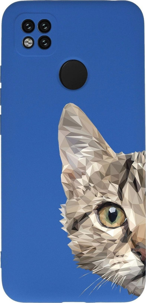 Xiaomi Redmi 10A Uyumlu Lansman Kılıf Catface Tasarımlı Içi Kadife Kapak-Mavi