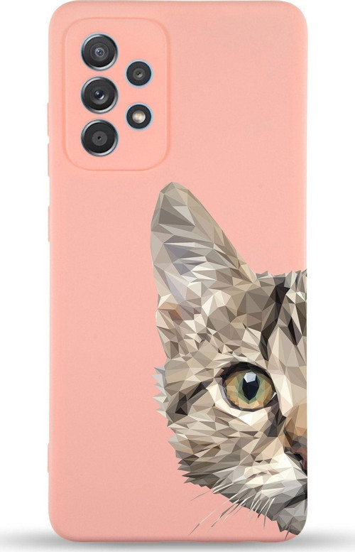 Samsung Galaxy A23 Uyumlu Lansman Kılıf Catface Tasarımlı Içi Kadife Kapak-Pembe
