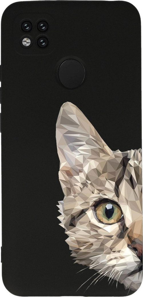 Xiaomi Redmi 10A Uyumlu Lansman Kılıf Catface Tasarımlı Içi Kadife Kapak-Siyah