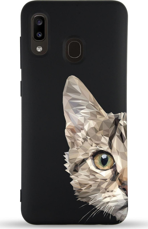 Samsung Galaxy A30 Uyumlu Lansman Kılıf Catface Tasarımlı Içi Kadife Kapak-Siyah