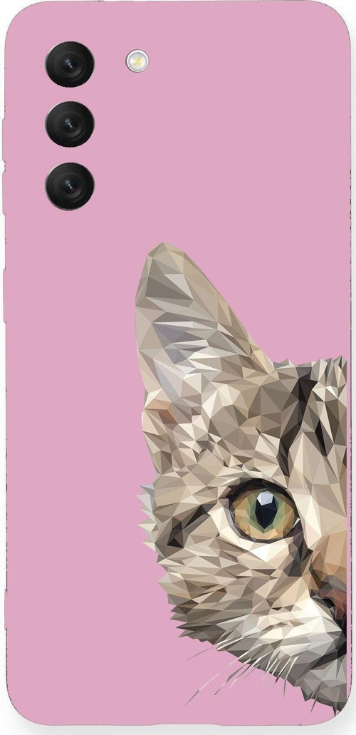 Samsung Galaxy S21 Fe Uyumlu Lansman Kılıf Catface Tasarımlı Içi Kadife Kapak-Neon Pembe