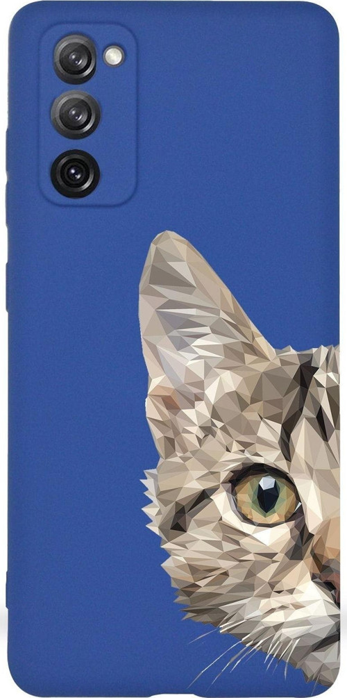 Samsung Galaxy S20 Fe Uyumlu Lansman Kılıf Catface Tasarımlı Içi Kadife Kapak-Lacivert
