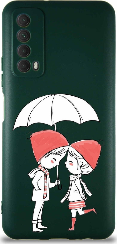 Huawei Y7A Soft Premier Kapak Aşk Tasarımlı Silikon Kılıf - Yeşil