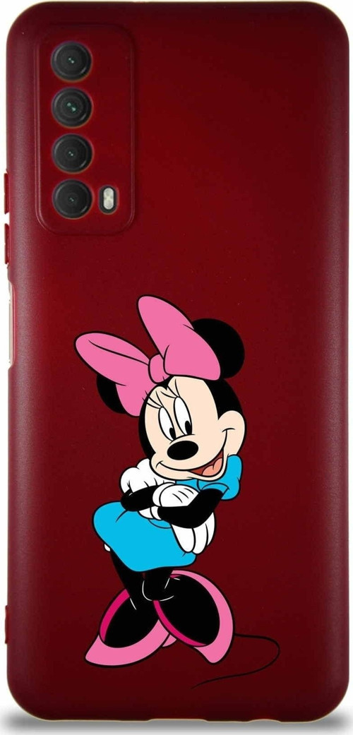 Huawei Y7A Soft Premier Kapak Minnie Mouse-D Tasarımlı Silikon Kılıf - Mürdüm