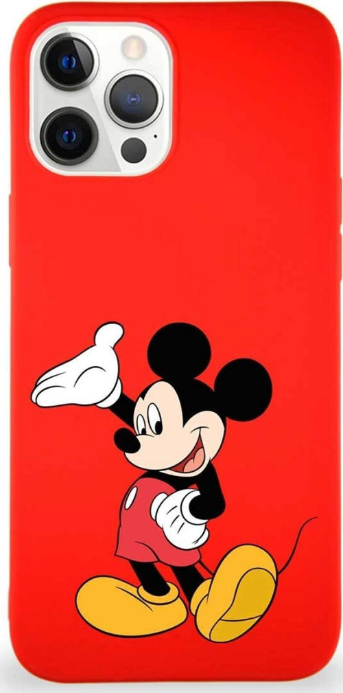 Iphone 12 Pro Max Uyumlu Soft Premier Kapak Mickey Mouse-C Tasarımlı Silikon Kılıf - Kırmızı