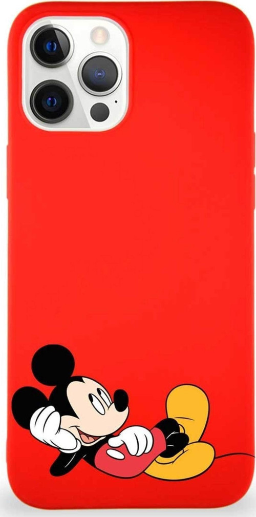 Iphone 12 Pro Max Uyumlu Soft Premier Kapak Mickey Mouse-F Tasarımlı Silikon Kılıf - Kırmızı