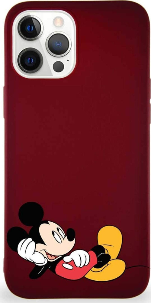 Iphone 12 Pro Max Uyumlu Soft Premier Kapak Mickey Mouse-F Tasarımlı Silikon Kılıf - Mürdüm