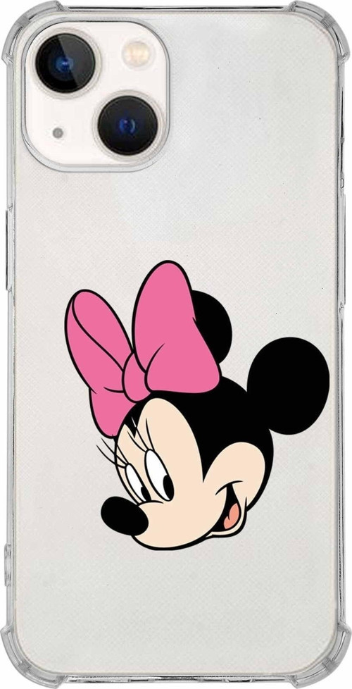 Iphone 13 Uyumlu Köşe Korumalı Antişok Kapak Minnie Mouse Tasarımlı Şeffaf Kılıf