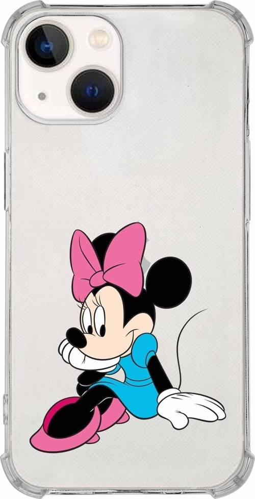 Iphone 13 Uyumlu Köşe Korumalı Antişok Kapak Minnie Mouse Tasarımlı Şeffaf Kılıf