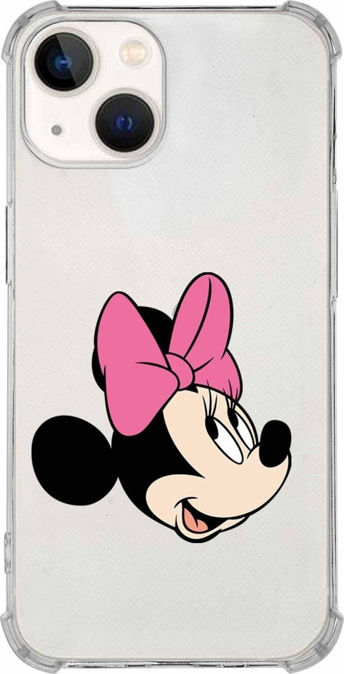 Iphone 13 Uyumlu Köşe Korumalı Antişok Kapak Minnie Mouse Tasarımlı Şeffaf Kılıf