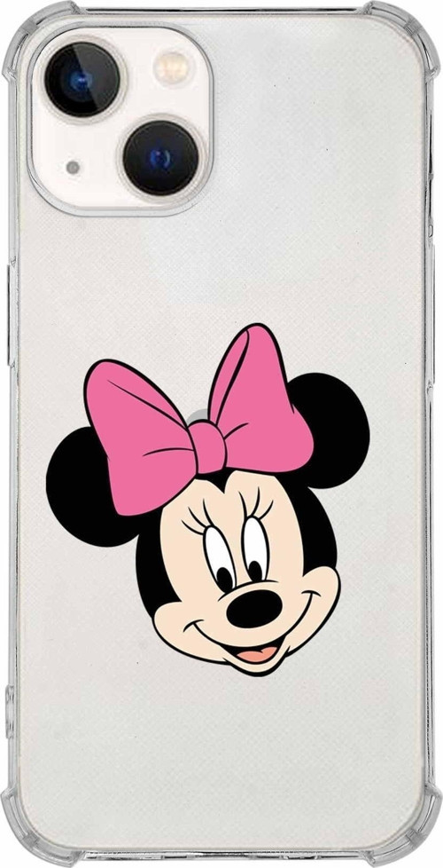 Iphone 13 Uyumlu Köşe Korumalı Antişok Kapak Minnie Mouse Tasarımlı Şeffaf Kılıf
