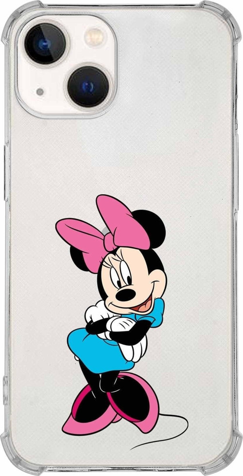 Iphone 13 Uyumlu Köşe Korumalı Antişok Kapak Minnie Mouse Tasarımlı Şeffaf Kılıf