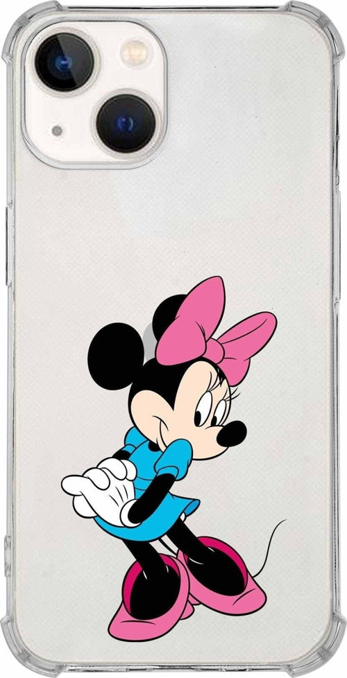 Iphone 13 Uyumlu Köşe Korumalı Antişok Kapak Minnie Mouse Tasarımlı Şeffaf Kılıf