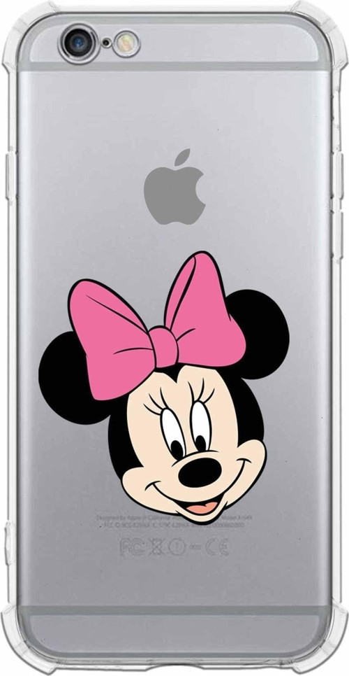 Iphone 6 Uyumlu Köşe Korumalı Antişok Kapak Minnie Mouse Tasarımlı Şeffaf Kılıf