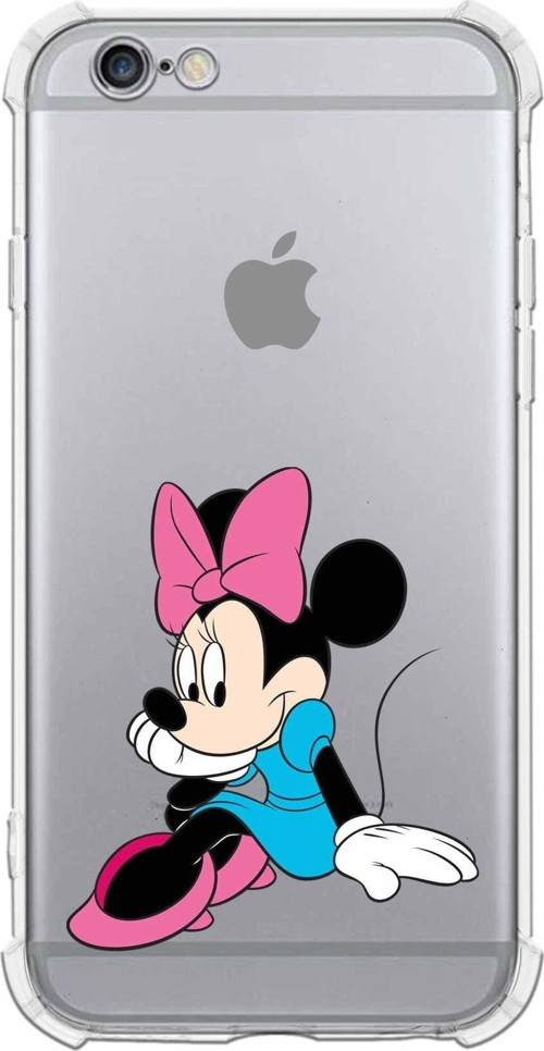 Iphone 6 Uyumlu Köşe Korumalı Antişok Kapak Minnie Mouse Tasarımlı Şeffaf Kılıf