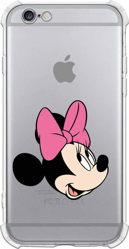 Iphone 6 Uyumlu Köşe Korumalı Antişok Kapak Minnie Mouse Tasarımlı Şeffaf Kılıf