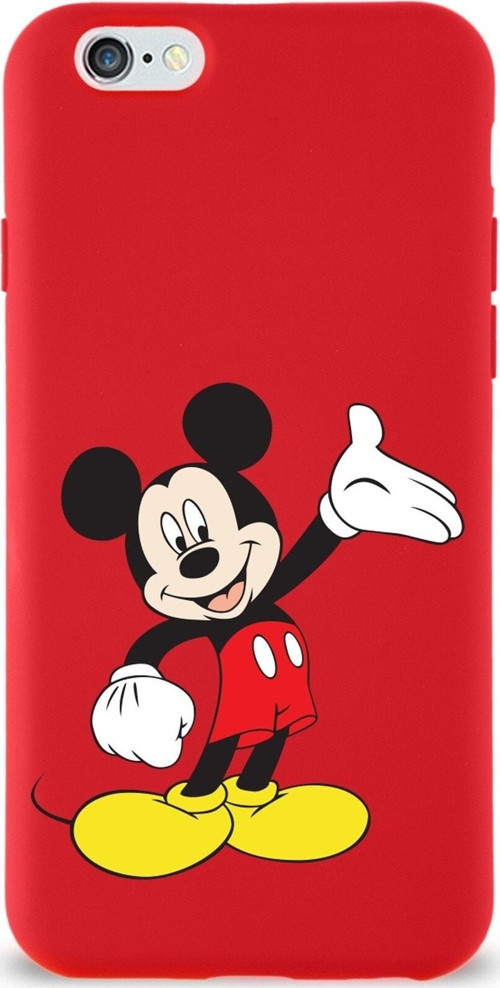 Iphone 6S Plus Uyumlu Lansman Kılıf Mickey Mouse Tasarımlı Altı Kapalı Içi Kadife Kaplı Kapak