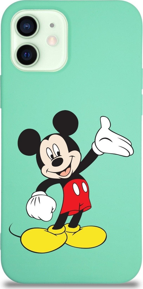 Iphone 12 Uyumlu Lansman Kılıf Mickey Mouse Tasarımlı Altı Kapalı Içi Kadife Kaplı Kapak
