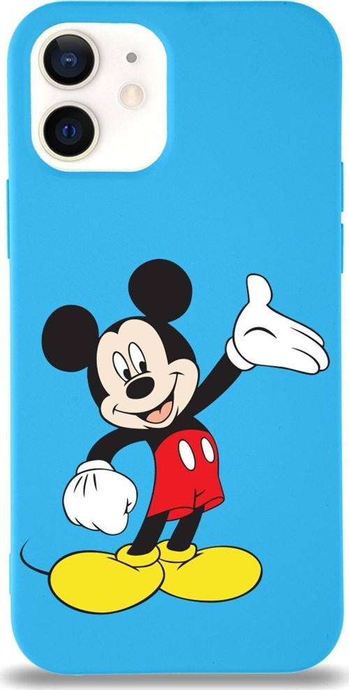 Iphone 12 Uyumlu Lansman Kılıf Mickey Mouse Tasarımlı Altı Kapalı Içi Kadife Kaplı Kapak