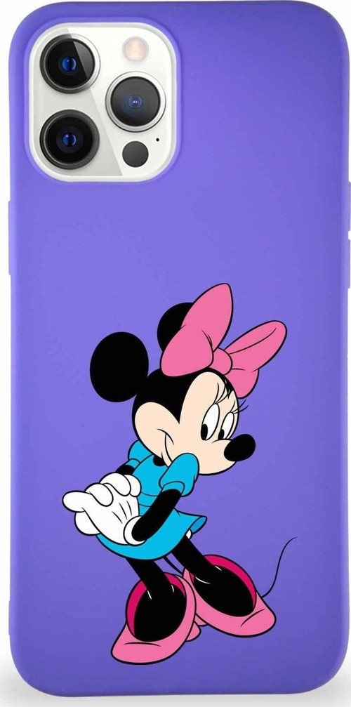 Iphone 12 Uyumlu Pro Max Soft Premier Kapak Minnie Mouse-F Tasarımlı Silikon Kılıf - Mor