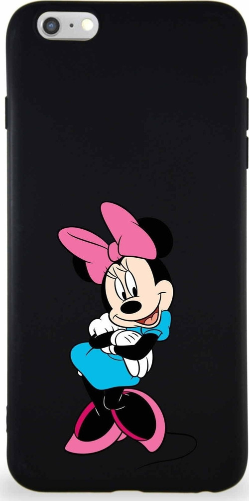 Iphone 6S Plus Uyumlu Soft Premier Kapak Minnie Mouse-D Tasarımlı Silikon Kılıf - Siyah