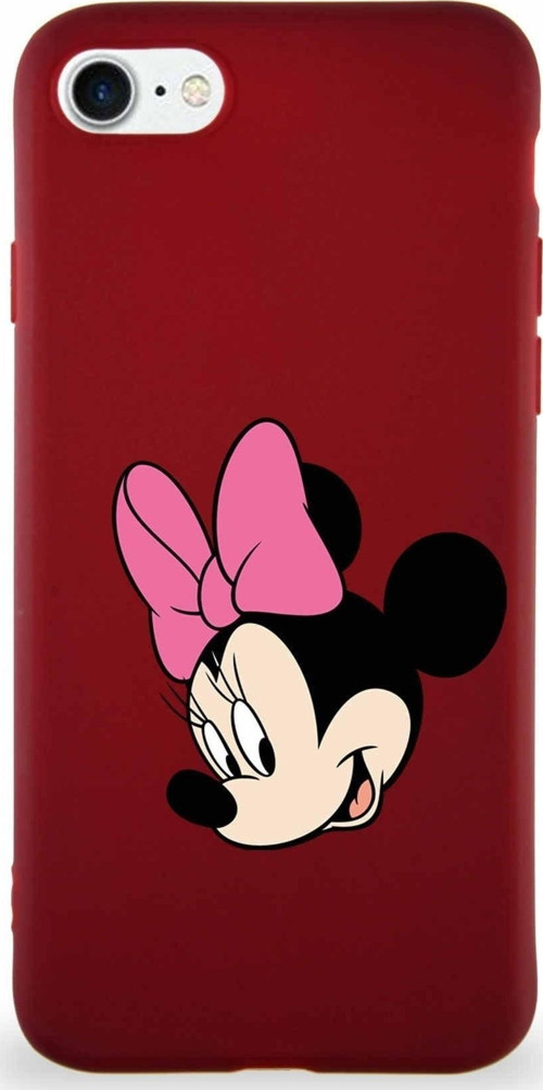 Iphone 8 Plus Uyumlu Soft Premier Kapak Minnie Mouse-B Tasarımlı Silikon Kılıf - Mürdüm