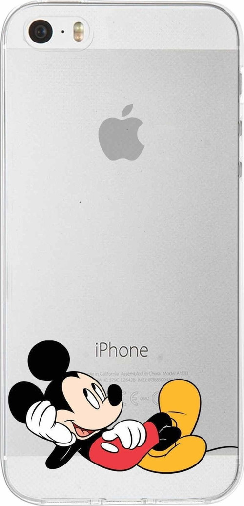 Iphone 5 Uyumlu Kapak Mickey Mouse Tasarımlı Şeffaf Silikon Kılıf