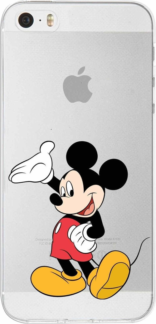 Iphone 5 Uyumlu Kapak Mickey Mouse Tasarımlı Şeffaf Silikon Kılıf