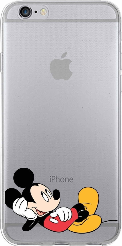 Iphone 6S Uyumlu Kapak Mickey Mouse Tasarımlı Şeffaf Silikon Kılıf